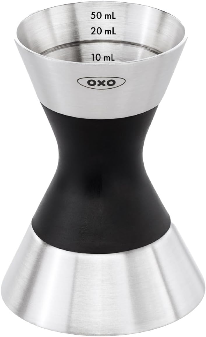 OXO Double Steel Measuring Jug Two-Sided Jigger 1/3 3/4 1 1/2 oz / 1 / 4 1 / 2
