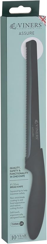 Viners Assure 8in Bread Knife Serrated Stainless Steel Squared Tip view 5
