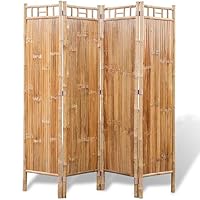 Fesjoy Freestanding 4 Panel Bamboo Privacy Room Divider Partition Screen