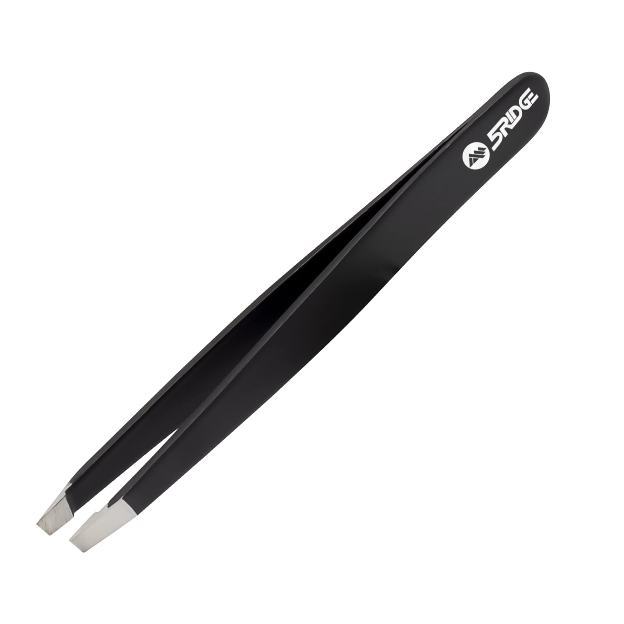 Tweezers for Eyebrows – Stainless Steel Slanted Eyebrow Tweezer - Precision Removal of Facial Hair, Ingrown Hair and Splinter - Professional Blackhead and Tick Remover for Men and Women (Black)