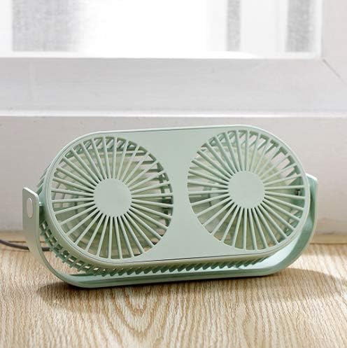 Exclusivo Bolsillo 9.2 Inch 360° Rotatable Personal Dual USB Fan, Quiet and Powerful Desk/Table Fan with Aromatherapy Box, Twin Turbo Blades, 3 Speeds, Portable Mini Fan for Home & Office (Green)
