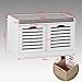Haotian FSR23-K-W, White Storage Bench with 2 Drawers & Removable Seat Cushion, Shoe Cabinet Shoe Bench