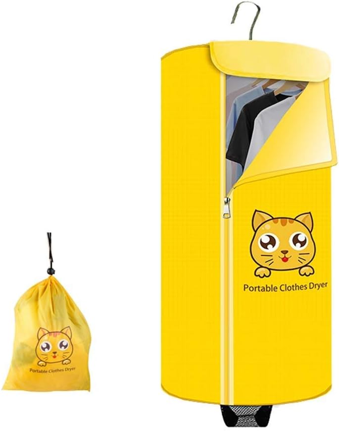 XHMCDZ Clothes Dryer Portable Electric Laundry Drying Rack 5 KG Capacity Round Shape Best Energy Saving Portable Ventless Cloths Dryer Folding Drying Machine with Heater (Color : Yellow)