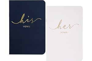 Urnseh Wedding Vow Books His and Hers, Officiant Book for Wedding Ceremony, Gold Foil Wedding Notebook Bride Groom Booklet for Wedding Gifts, 28 Pages, 5.9" X 3.9", Wedding Journal, Navy White