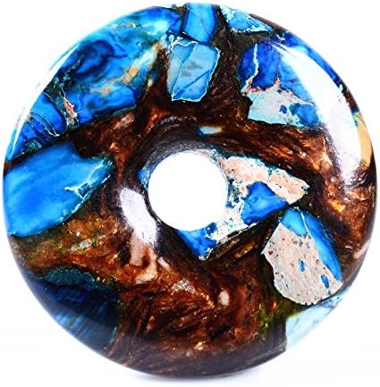 40mm Beautiful Gemstone Jasper Donut Pendant Bead DIY Jewelry Accessories For Necklace (Copper Blue Sea Sediment jasper)