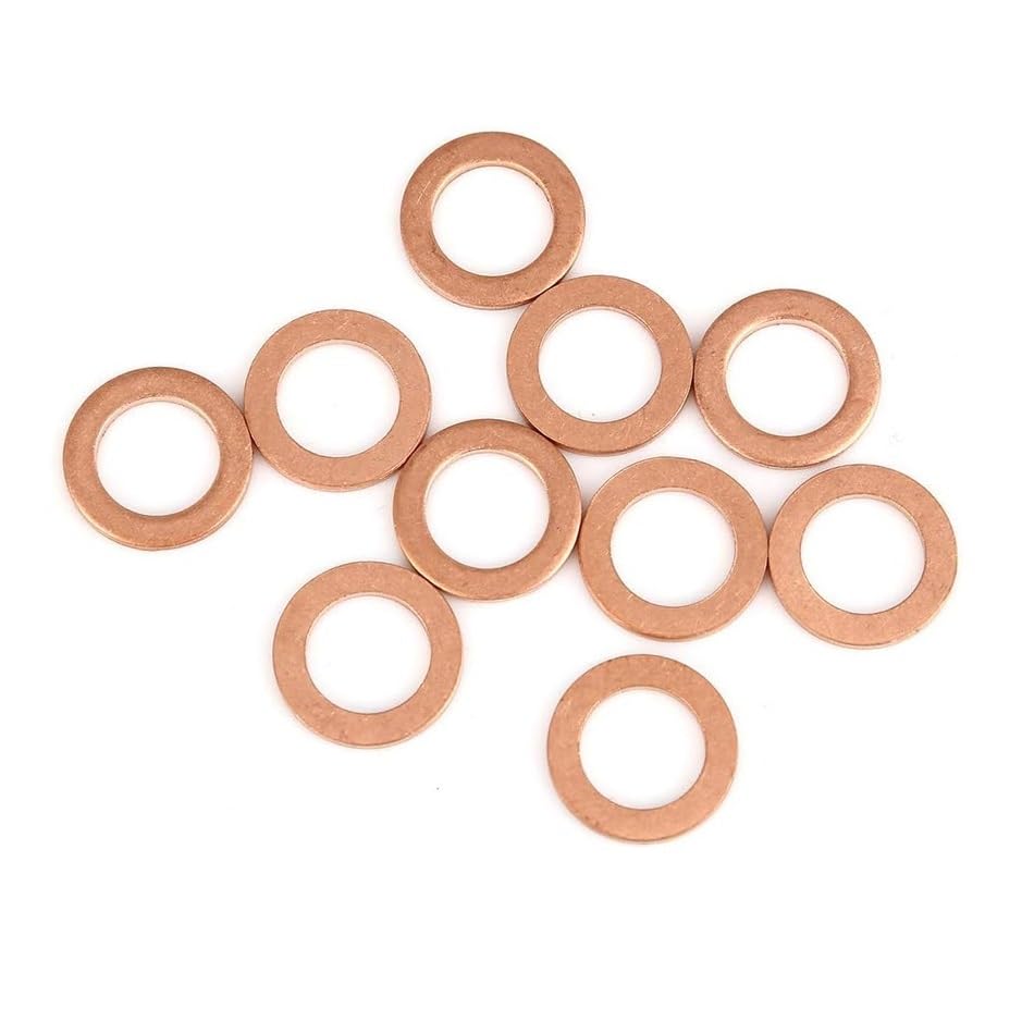 10pcs Copper Washer Flat Sealing Gasket Ring Spacer for Car 10 x 16 x 1.5mm
