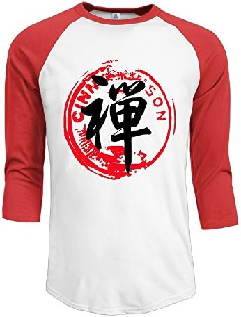 Anraglan Calligraphy Chinese Men's 3/4 Sleeve Jersey Shirt Baseball Tee Raglan T-Shirts M Red