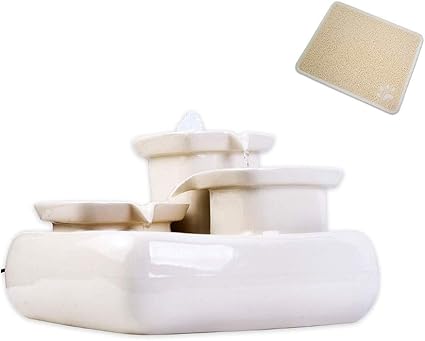 Miaustore Fontaine à Eau En Céramique Pour Chats 8 Bassins Deau Potable 34 Litres Avec Pompe à Eau Silencieuse Pas De Filtres Fonctionnant En