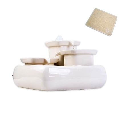 Miaustore Fontaine à Eau En Céramique Pour Chats 8 Bassins Deau Potable 34 Litres Avec Pompe à Eau Silencieuse Pas De Filtres Fonctionnant En