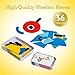JCREN Wooden Pattern Blocks Set,Animals Jigsaw Puzzle Toy,Montessori Educational Toys,Learn Sorting and Stacking Games for Preschool Toddler Kids Boys Girls (36 Geometric Pieces & 60 Design Cards)