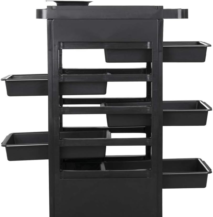 Yaheetech Salon SPA Beauty Hairdressing Rolling Trolley Cart with 5 Drawers Hair Dryer Service Tray Tool Storage Cart Black: Furniture & Decor
