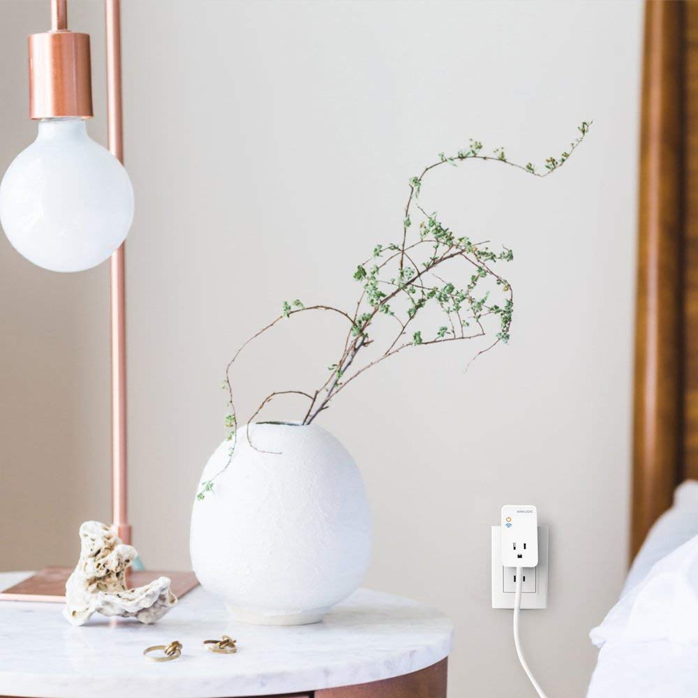 Ankuoo REC Lite White Wi-Fi Smart Plug with Push Notifications, Amazon Certified Compatible with Alexa, New Firmware with AP Mode, Guarantees Connection To Your Router, 2 Pack