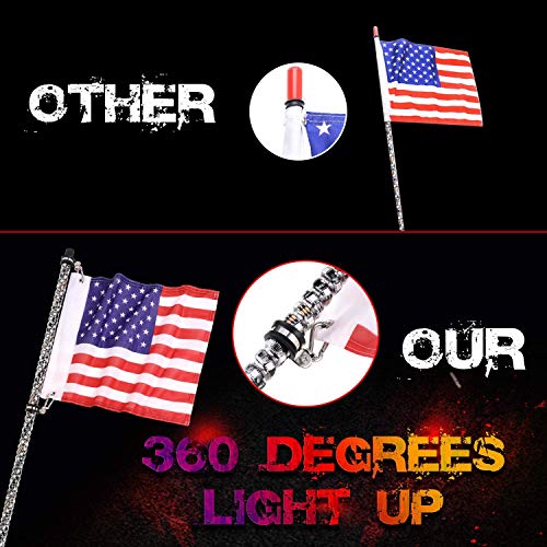 LED Whip Lights, OFFROADTOWN 2PCS 5FT Bluetooth Spiral Lighted Whips with Dancing/Chasing Light LED Antenna Light For UTV ATV RZR Off-Road Polaris Dune 4X4 Jeep Trucks