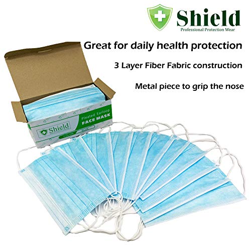 3-Ply Disposable Earloop Face Mask for Professional Medical, Dental, Salon Use (500 Masks / 10 Boxes, BLUE)