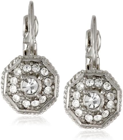 Signature 1928 "Collection" Silver-Tone and Crystal Round Drop Earrings