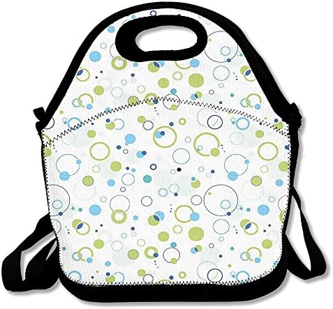 Dianqusha Blue And Green Bubble Like Circle And Dots Pattern Design Print Women's Lunch Bag