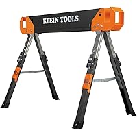 Klein Tools 66188 Folding Saw Horse, 2x4 Support Arms, 26-Inch to 32-Inch Adjustable Height, Heavy Duty Jobsite Table, 1-Pack