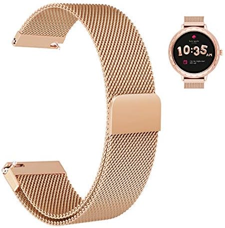Aemus Band Compatible Kate Spade New York Women's Scallop Smart Watch, Stainless Steel Mesh Milanese Loop Magnetic Watch Band Easy to Adjust for Kate Spade Scallop Smartwatch (Rose Gold)