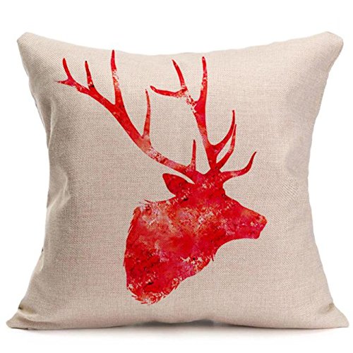 BCDshop Christmas Pillow Covers, 2018 New Christmas Pillow Case Sofa Bed Waist Throw Cushion Cover Home Decor Gift (K, Linen Blend)