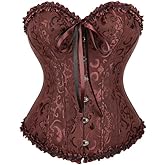 JoyPeak Corset Tops for Women,Lace Bustier Corset Lingerie top,Renaissance Overbust Corset Push Up Bodysuit