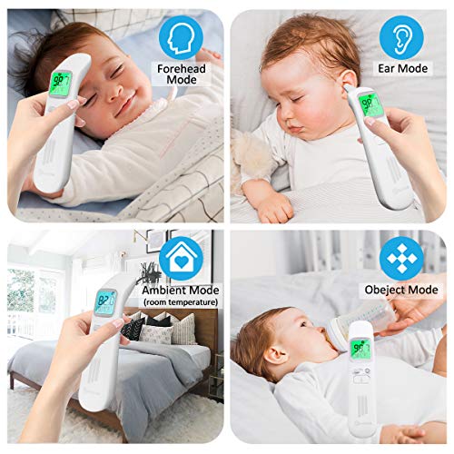 Baby Ear and Forehead Thermometer, EIVOTOR Medical Digital Infrared Temporal Thermometer for Fever, Instant Accurate Readings Suitable for Newborn, Infant, Toddler, Kid and Adult, FDA