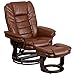 Flash Furniture Bali Contemporary Multi-Position LeatherSoft Recliner Chair with Ottoman, 360-Degree Swivel Recliner Chair/Ottoman Set, Brown Vintage