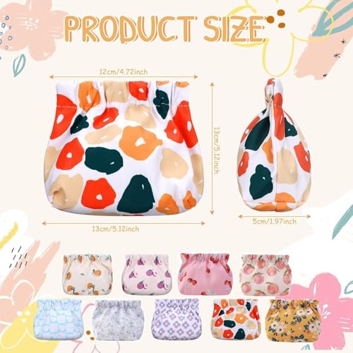 TERRIFI 9 Pcs Mini Pouch for Purse Bulk, Small Makeup Pouch, Waterproof Pocket Cosmetic Bag, Portable No Zipper Small Pouch Printed Flower Travel Toiletry Bag for Women Girl Lipstick Headphone Jewelry