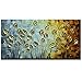 Asdam Art - Gold Daisy Oil Paintings on Canvas Budding Flowers 100% Hand-Painted 3D Abstract Art Floral Wall Art Decorations for Living Room Bedroom Dinning(20X40in)