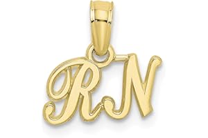 SONIA JEWELS Solid 10k Yellow Gold RN Registered Nurse Pendant Charm