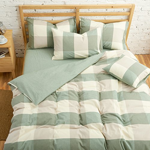 CASA Washable Cotton Series Duvet cover & Pillow cases & Flat sheet,Duvet cover set,4 Pieces,Queen