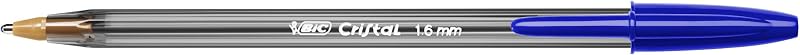 Canetas bic cristal de ponta média grande, para escola, escritório ou casa, azul, pacote com 50 (1,6 mm)
