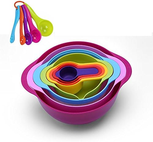 GOODEN 13 Pieces Mixing Bowl Set With Nesting colorful Measuring Cups Spoons sifter for Baking Cooking