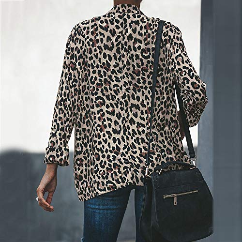 HTDBKDBK Women Vintage Animal Leopard Print Long Sleeve Causal Loose Kimono Cardigan Coat Outwear