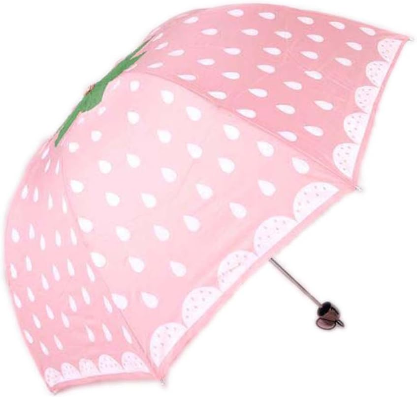 Riverer Cute Strawberry Pattern Folding Umbrella