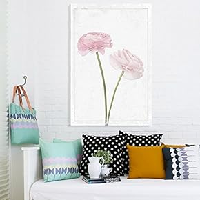 Canvas Wall Art - Hand Drawn Pink Rose Minimal Flower Series Artwork - Giclee Print Gallery Wrap Modern Home Art Ready to Hang - 12x18 inches