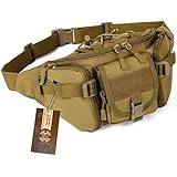 DYJ Utility Multipurpose Molle Tactical Waist Bag Hip Pack Military Fanny Pack Compact Waterproof Hip Belt Bag Pouch Hiking Climbing Outdoor Bumbag (Coyote Brown)