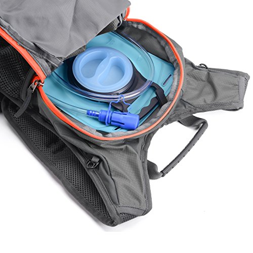 Juboury Hydration Backpack with Free 2L Water Bladder Reservoirs, 15L Hydration Rucksack Bag, All Weather Cover for Running, Hiking, Biking, and Any Other Outdoor Activity (Red)