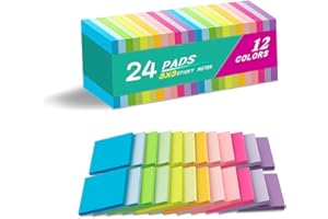 VANPAD (24 Pads) Sticky Notes 3x3 Inches,Bright Colors Self-Stick Pads, Easy to Post for Home, Office, Notebook