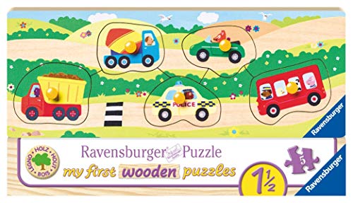 Ravensburger Kinderpuzzle - 03236 Allererste Fahrzeuge - My First Wooden Puzzle mit 5 Teilen - Puzzle für Kinder ab 1,5 Jahren - Holzpuzzle