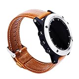 GBSELL New Replacement Soft Leather Watch Band Strap + Tool For Garmin Fenix 3 / HR,Coffee