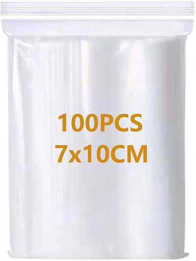 AMZJIMTOP 7x10cm 100 Small Ziplock Bags Clear Mini Grip Seal Resealable Pouches