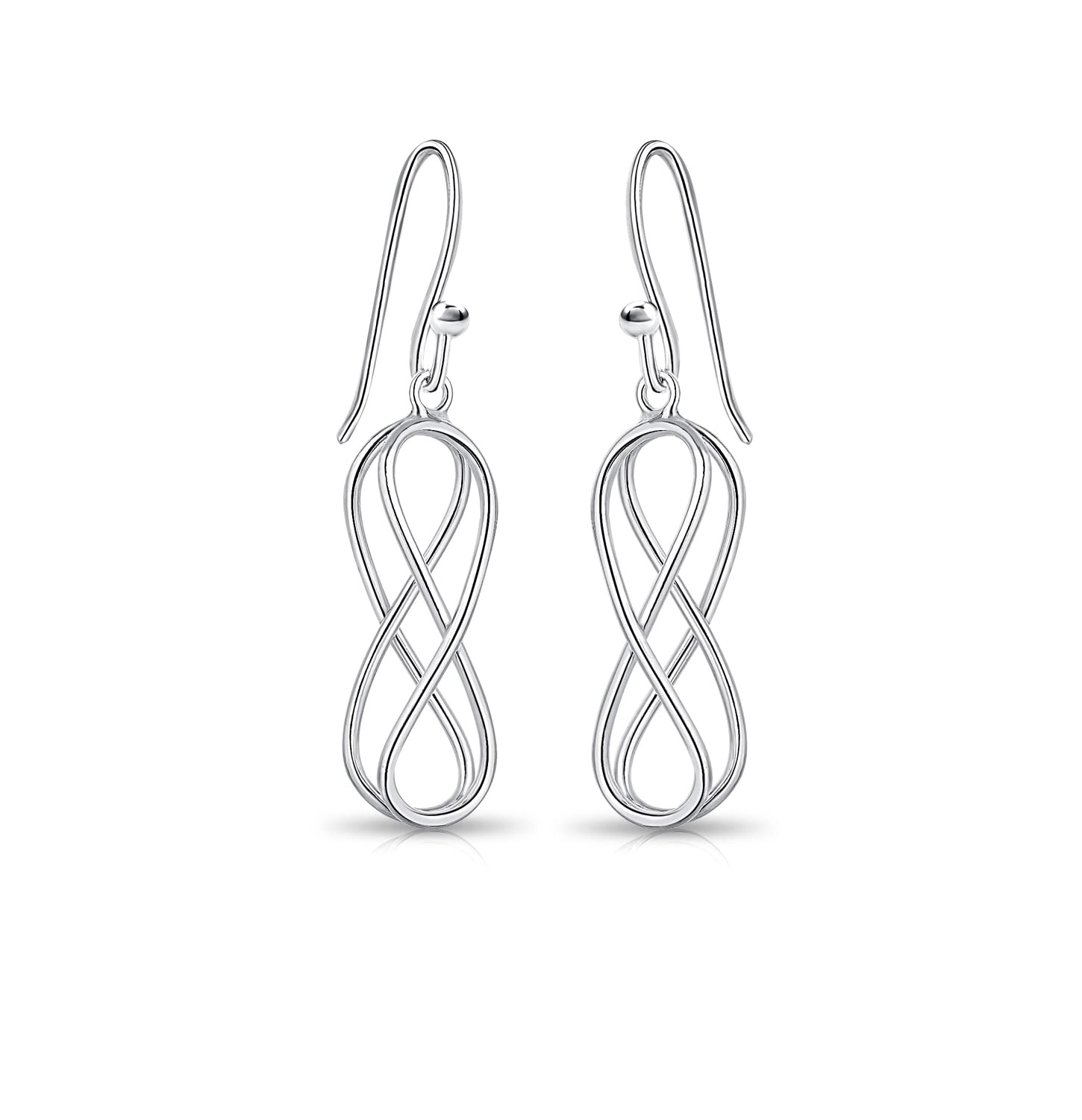 DTPSilver - 925 Sterling Silver Double Infinity Dangling Earrings
