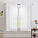 NICETOWN Sheer Curtains 63 inch Length 2 Panels - High Thread Kitchen Window White Semi Transparent Short Curtains Rod Pocket & Back Tab Voile Draperies/Drapes for Bedroom, 54 inches Width