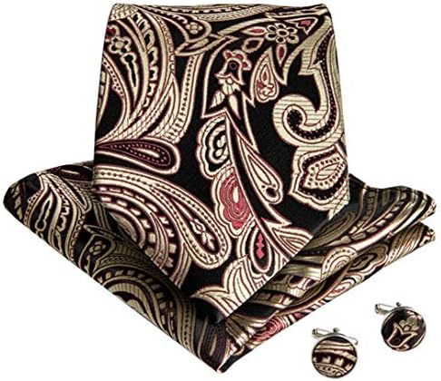 Men Silk Ties Maroon Black Ties And Pocket Square Sets For Formal Wedding