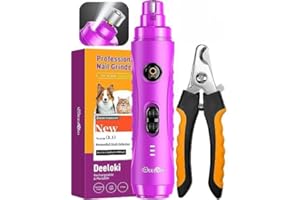DEELOKI Dog Nail Grinder with LED Light Upgraded 2 Speeds Painless Pet Dog Nail Trimmers and Clipper Super Quiet Best Cat Dog Nail Clipper Kit for Large Small Dogs Pets Cats Breed Paws Quick Grooming