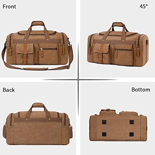Plambag Large Canvas Duffel Bag Overnight Travel Tote Weekend Bag(Coffee) 3 Plambag Large Canvas Duffel Bag Overnight Travel Tote Weekend Bag(Coffee)