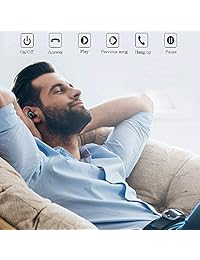 Auricular Bluetooth eleleproof con Bluetooth 5.0 inalámbrico 100 horas de tiempo de reproducción, auriculares Bluetooth con funda de carga, manos libres con micrófono