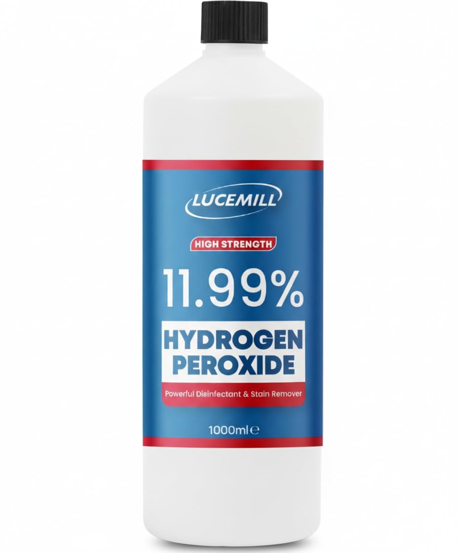 Lucemill Hydrogen Peroxide 11.99% Food Grade | 1 Litre | High Purity | Unstabilised & Additive Free | Concentrated H2O2