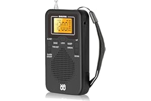 Suapouen Portable Radio Mini AM FM Weather Radio Pocket Radio LCD Screen Digital Alarm Clock Radio Player