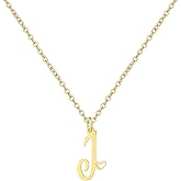 SERYNOW Gold Heart Initial Necklaces for Women, Minimalist Initial Heart Necklaces for Her, Dainty Alphabet Letter Pendant Necklaces Gift Jewelry